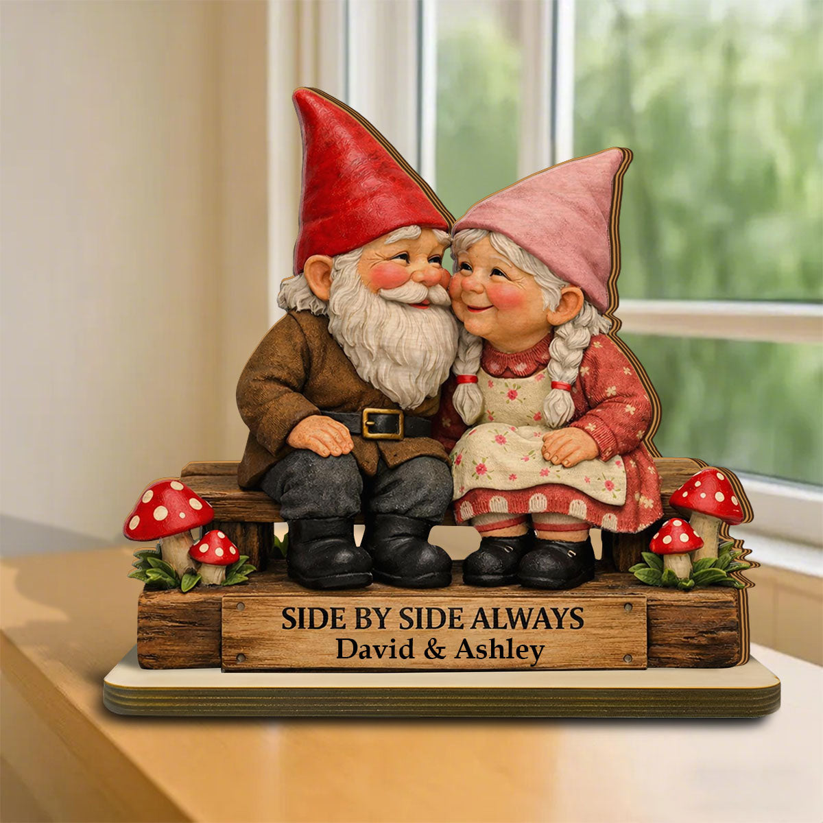 Side By Side Always-Personalized Couple Cartoon Plaque