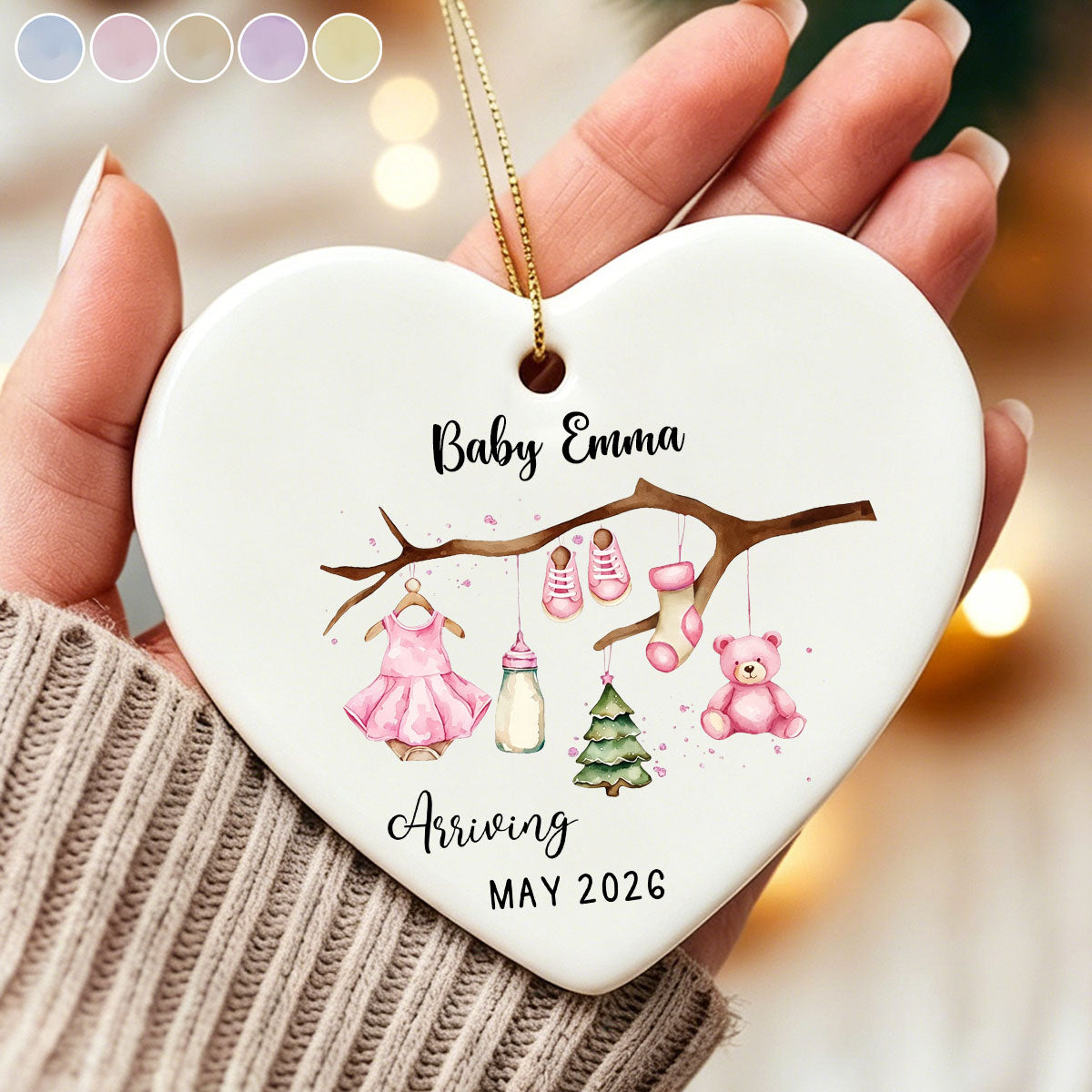 New Baby Arriving Personalized Ceramic Ornament – Baby Birth Announcement Gift