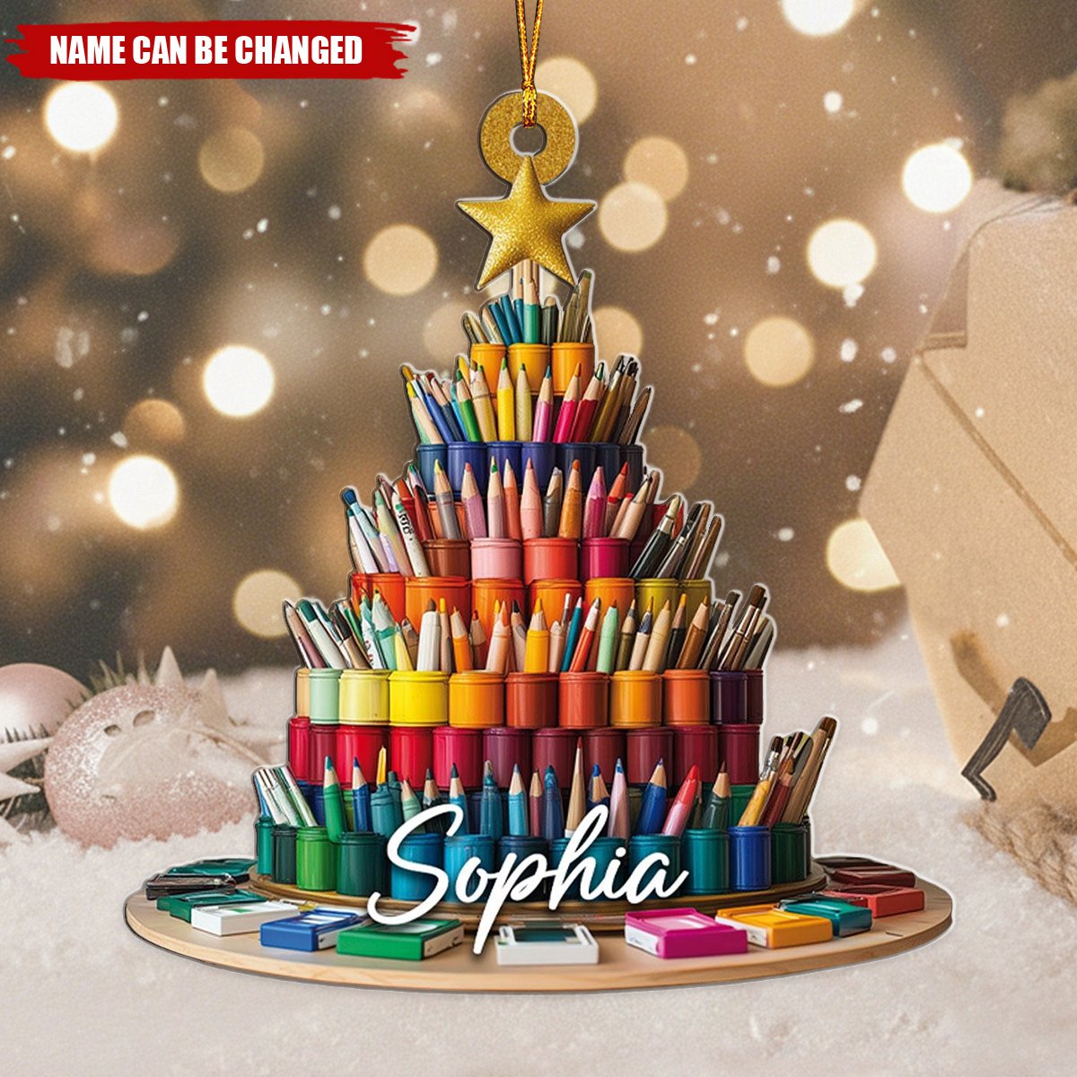 Personalized Painting Palette Ornament, Custom Name Christmas Ornament
