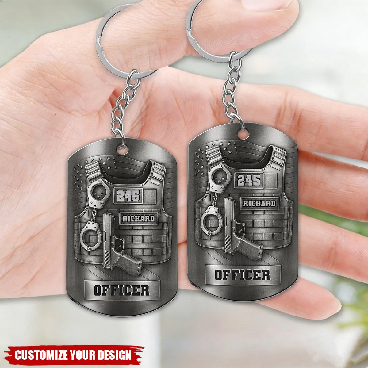 To My Beloved Officer Always In My Heart, Stainless Steel Keychain, Gift For Police Officers