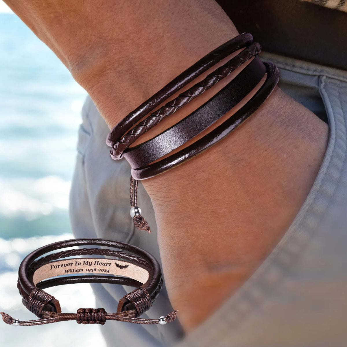 Personalized Memorial Adjustable Bracelet - Sympathy gift