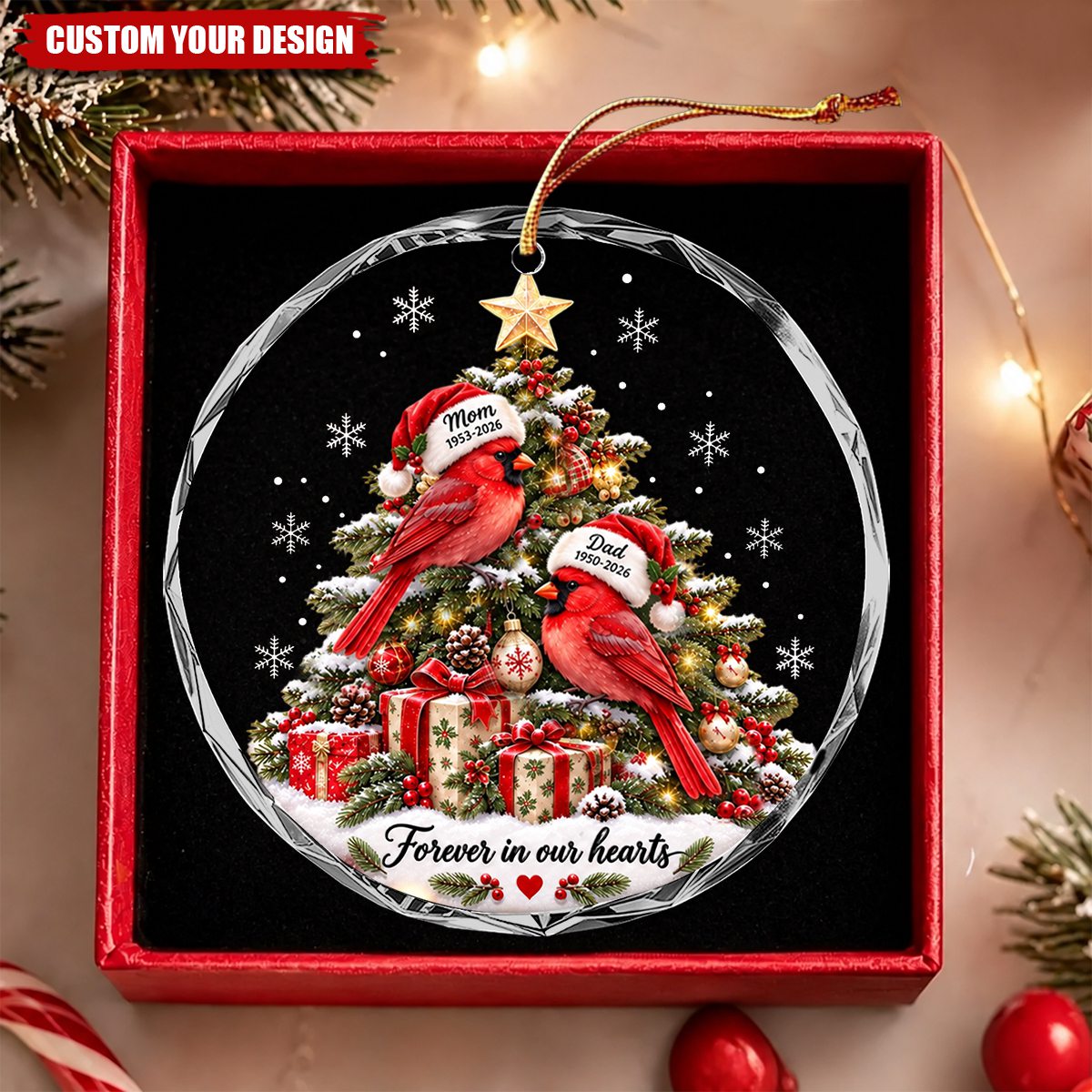 Forever In Our Hearts, Custom Cardinal Memorial Ornament