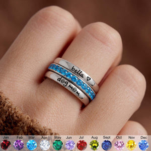 Personalized Custom Pet Name Dog Mom Stacking Ring