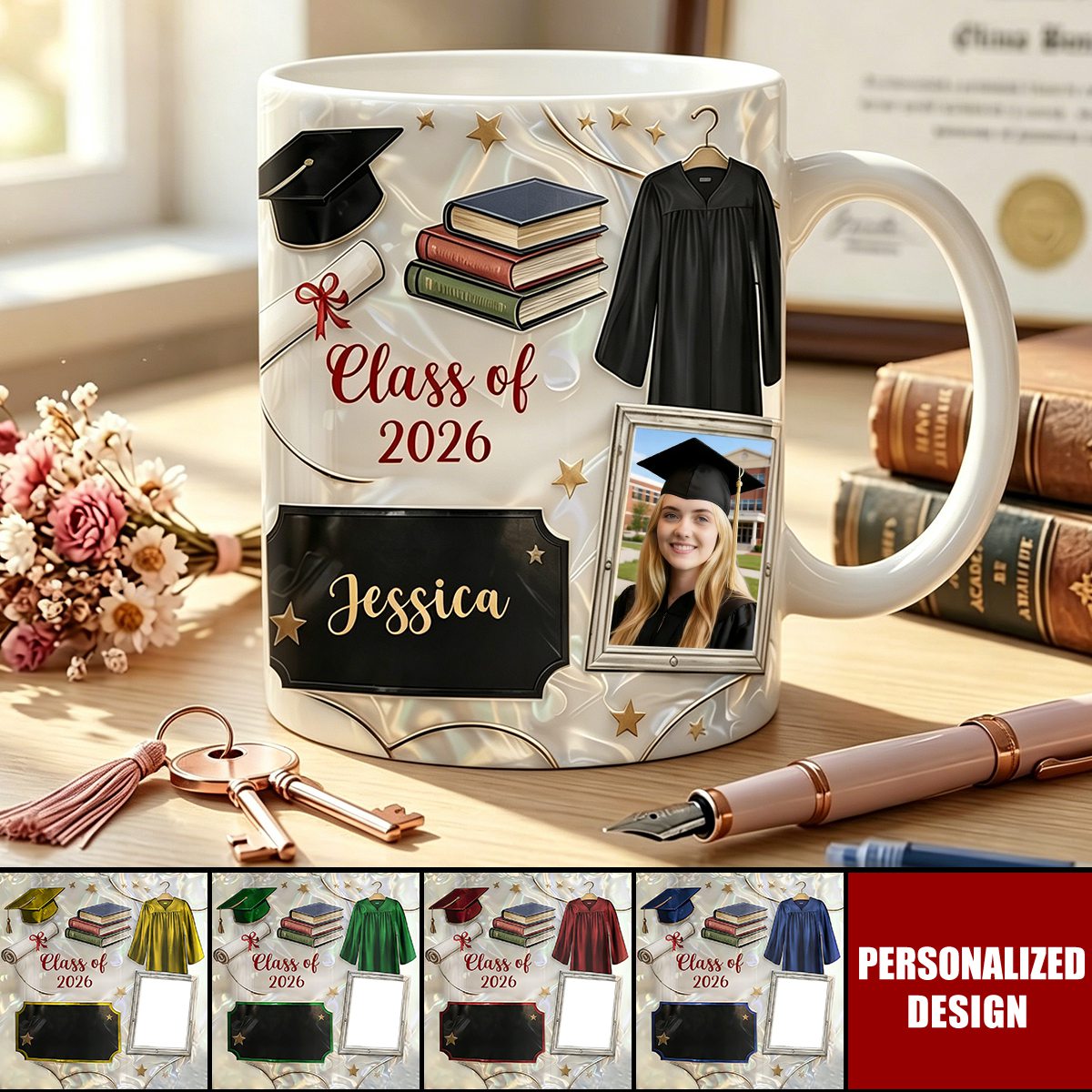 Custom Photo Graduation 3D Effect Coffee Mug With Name