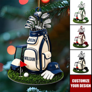 Personalized Golf Bag Ornament, Custom Name Golf Lover Christmas Gift