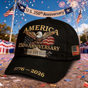 Bald Eagle US Flag America 250th Birthday Baseball Cap