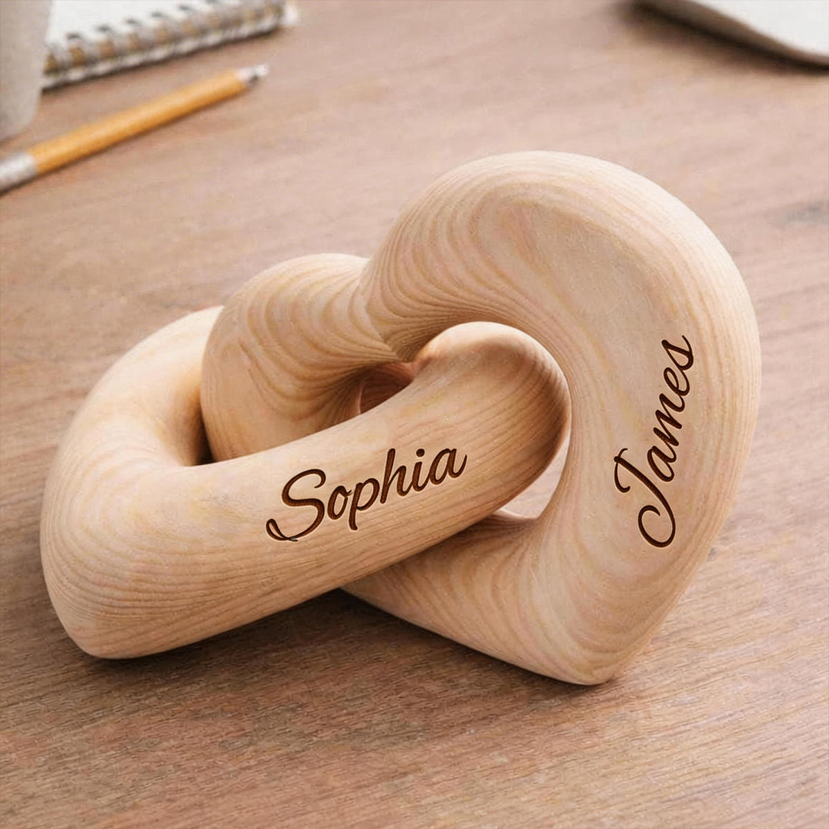 Personalized Names Infinity Heart Sculpture-Romantic Couple Keepsake, Anniversary Present For Him Her