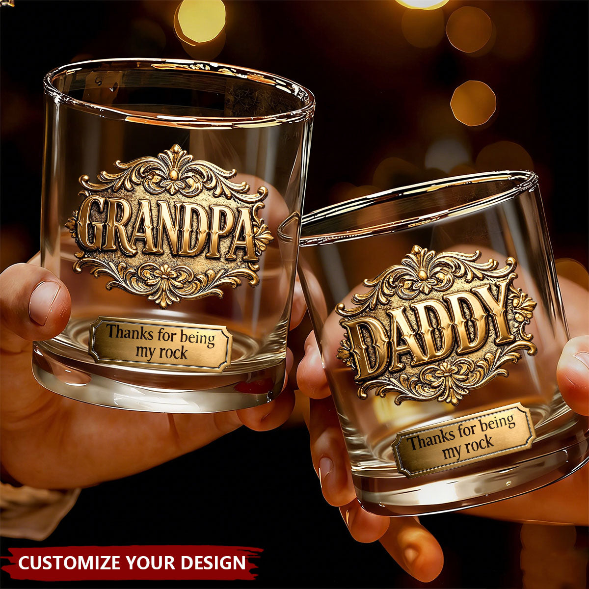 Thanks For Being My Rocks - Personalized Father Whiskey Glass