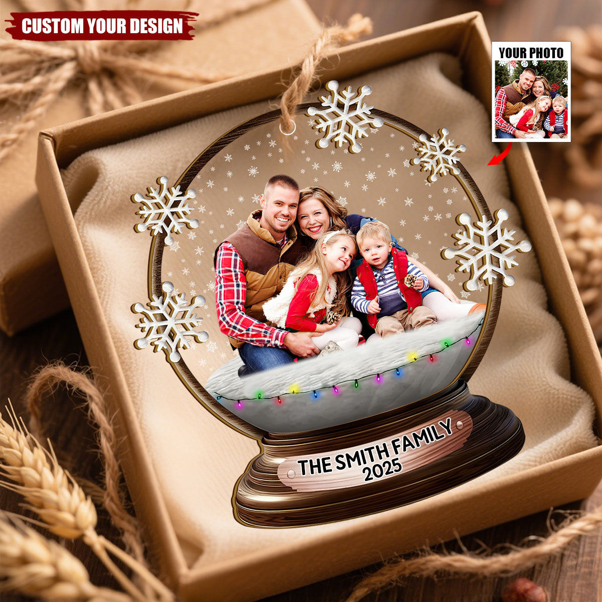 Personalized Photo Christmas Ornament, Family Keepsake