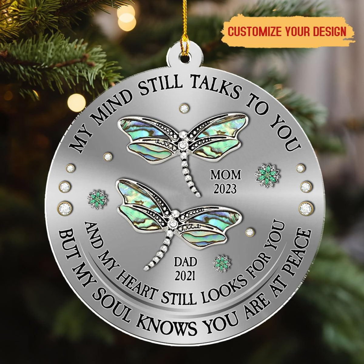 Dragonfly My Mind My Heart My Soul - Personalized Custom Acrylic Ornament