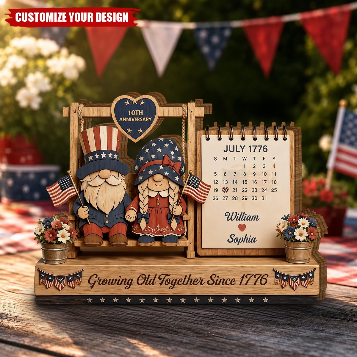 Growing Old Together - Personalized Couple Wooden Block