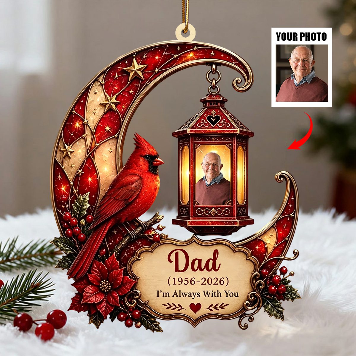 Personalized Cardinal Memorial Acrylic Ornament
