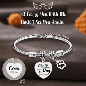 Forever In My Heart, Personalized Pet Paw Memorial Bracelet