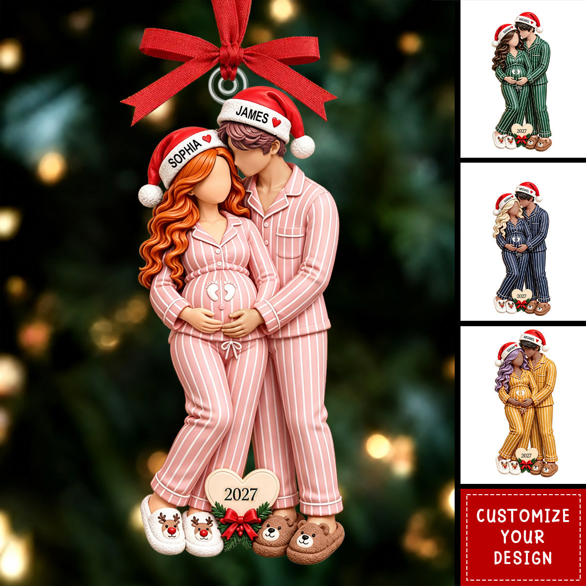 Personalized Pregnancy Announcement Christmas Ornament, Expecting Parents Gift