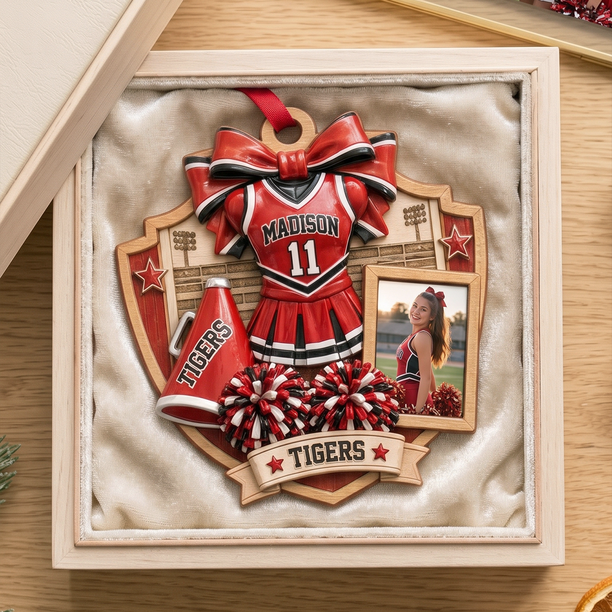 Personalized Cheerleading Ornament, Custom Photo Cheer Squad Christmas Gift