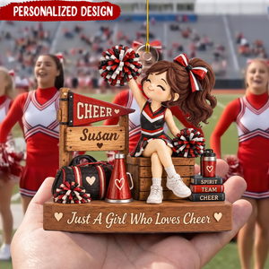 Personalized Cheerleader Ornament, Custom Name Cheer Girl Christmas Gift