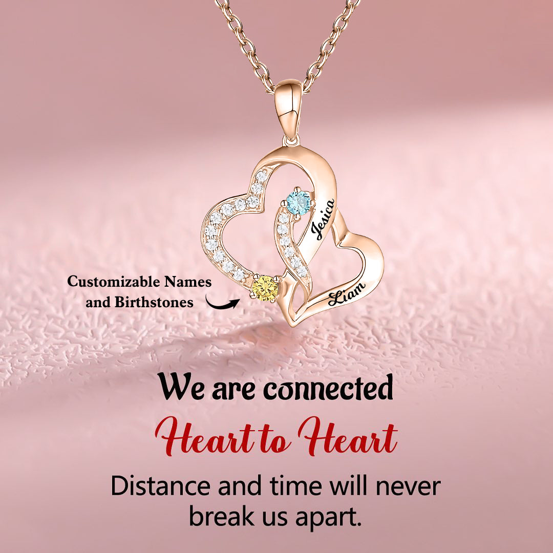 Personalized Couple Birthstone Name Necklace