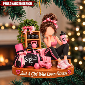 Personalized Fitness Girl Ornament, Custom Fitness Lover Christmas Gift