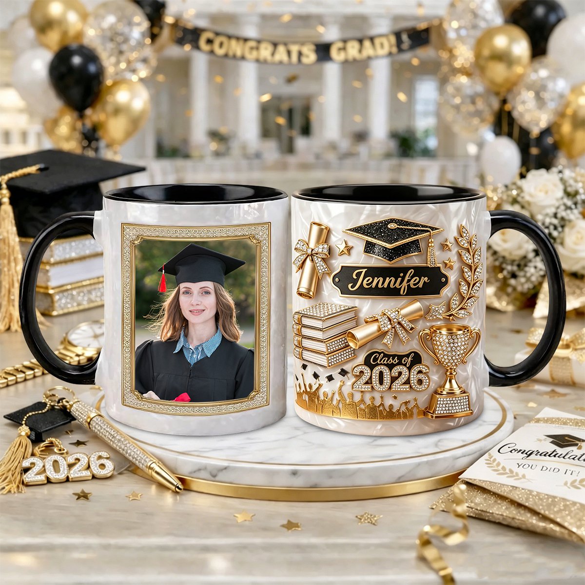 Personalized Graduation Gift 3D Effect Coffee Mug-Upload Photo