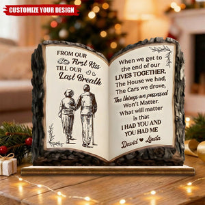 From Our First Kiss To Our Last Breath Love – Personalized Couple Wooden Plaque