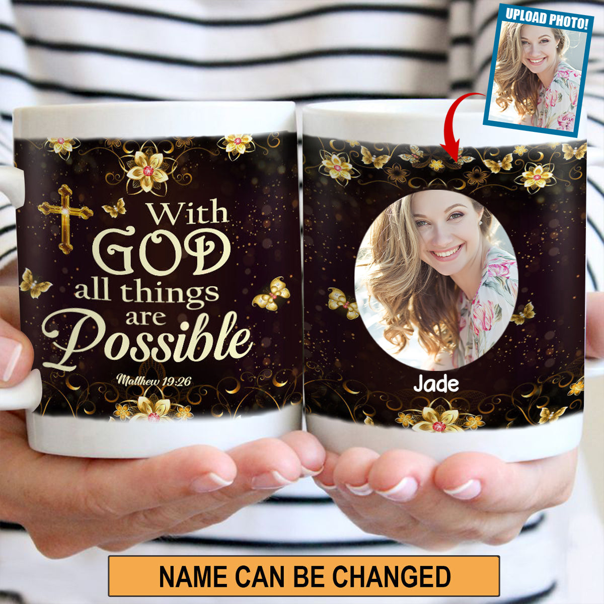 Lovely Personalized Butterfly Mug - All Things Are Possible With God