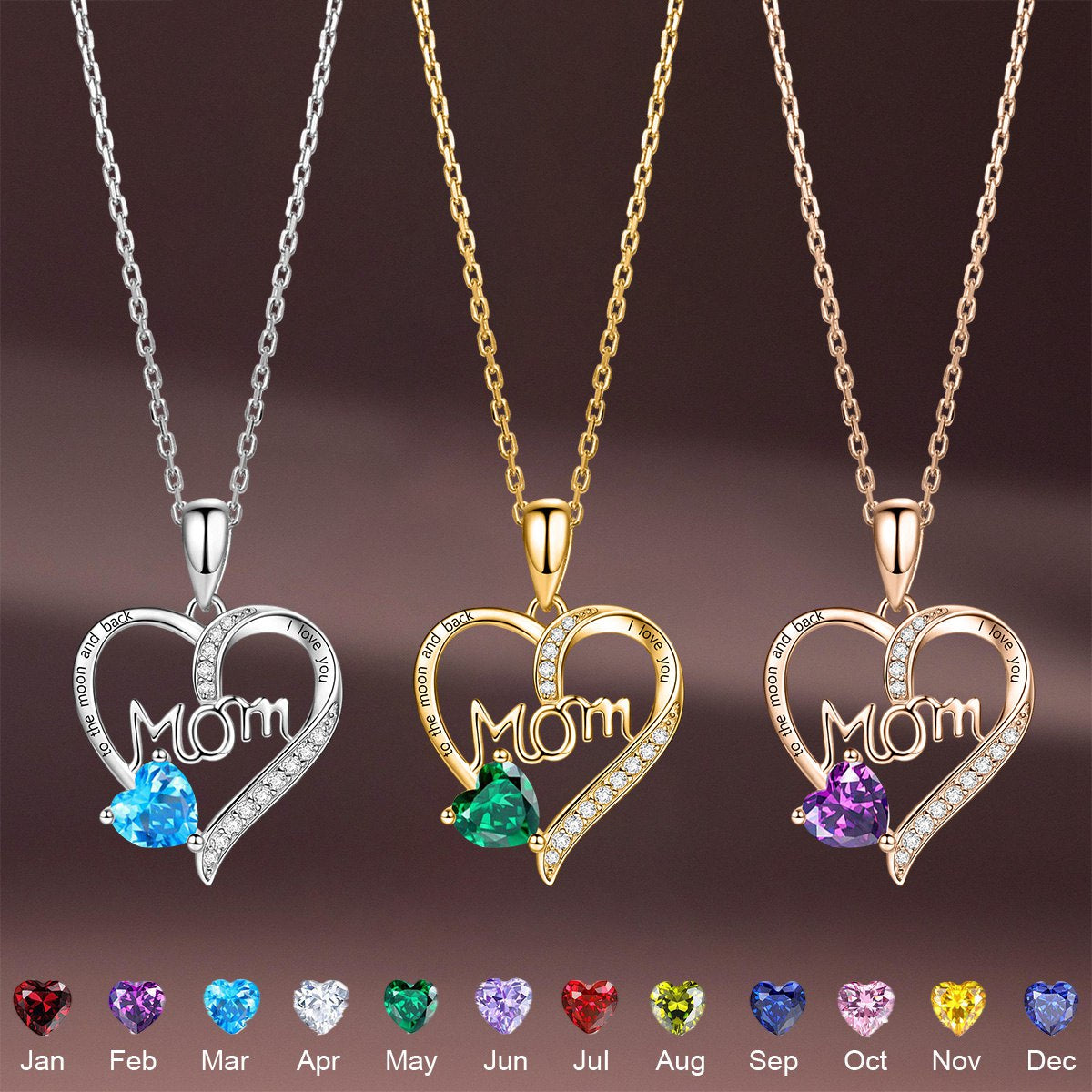 Personalized Mom's Birthstone Necklace Gift For Mom