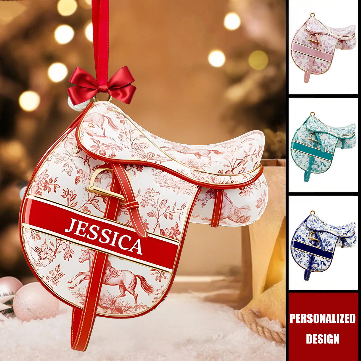 Personalized Equestrian Saddle Xmas Ornament