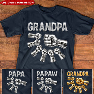 Grandpa Dad Strong Fist Bump - Personalized Shirt