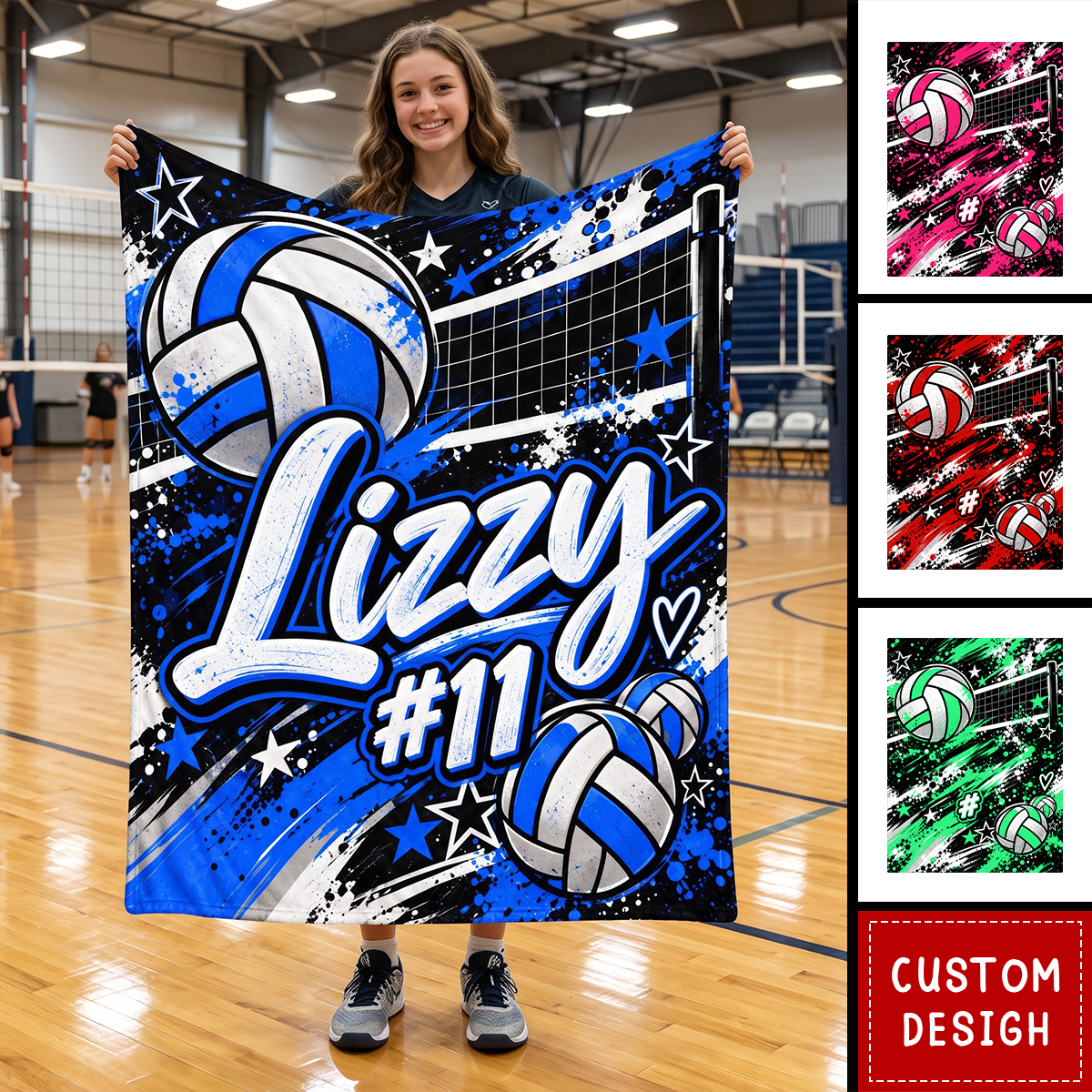 Personalized Volleyball Blanket, Custom Name Volleyball Lover Gift