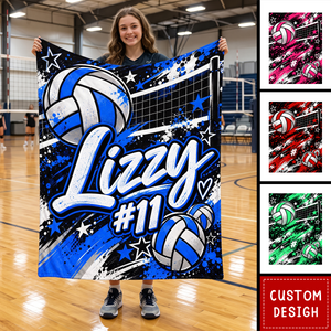 Personalized Volleyball Blanket, Custom Name Volleyball Lover Gift