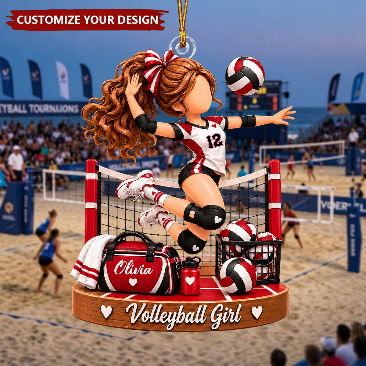 Personalized Volleyball Girl Ornament, Custom Acrylic Volleyball Christmas Gift