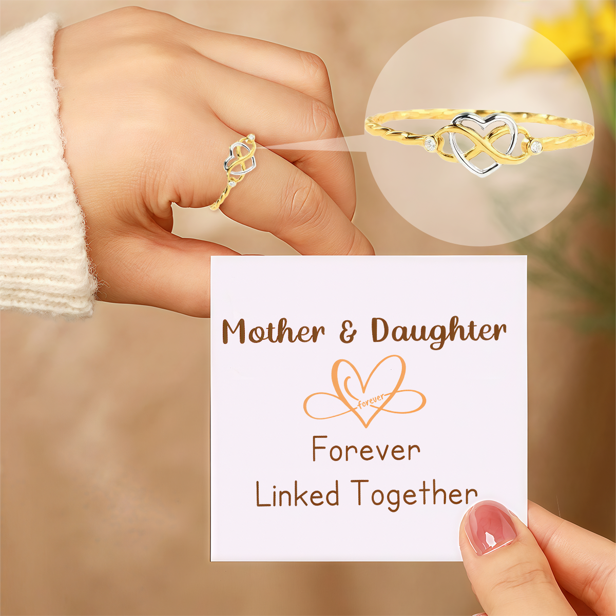 Grandmother Granddaughter Infinity Heart Ring