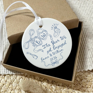 Personalized The Year We Got Engaged Ceramic Ornament
