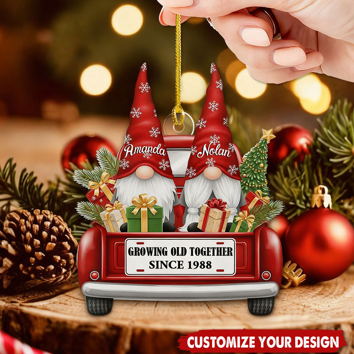 Custom Couple Growing Old Together Christmas Ornament