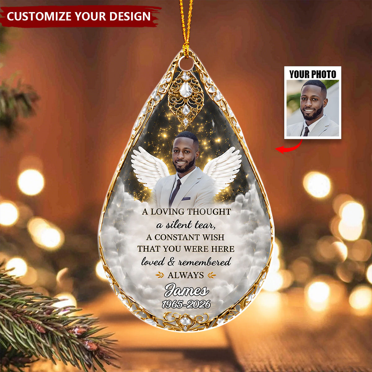 A Constant Wish That You Were Here - Personalized Memorial Ornament