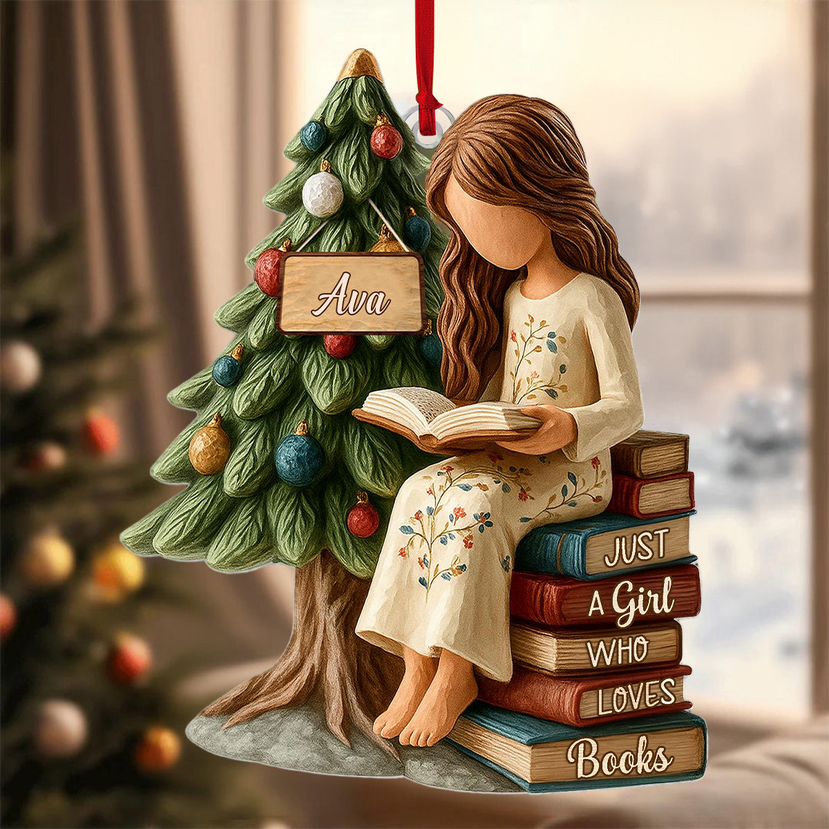 Personalized Acrylic Ornament, Reading Gift For Book Lover