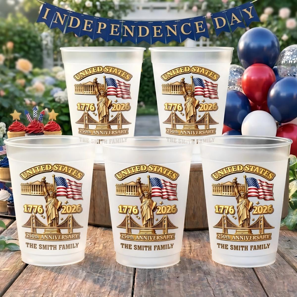 Custom Party Cups - Personalized America 250th Anniversary Gifts For Family