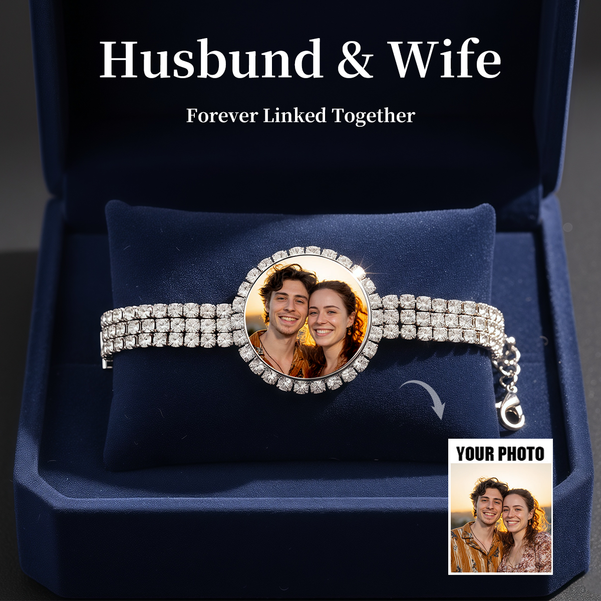 Together Forever - Personalized Photo Diamond Chain Bracelet