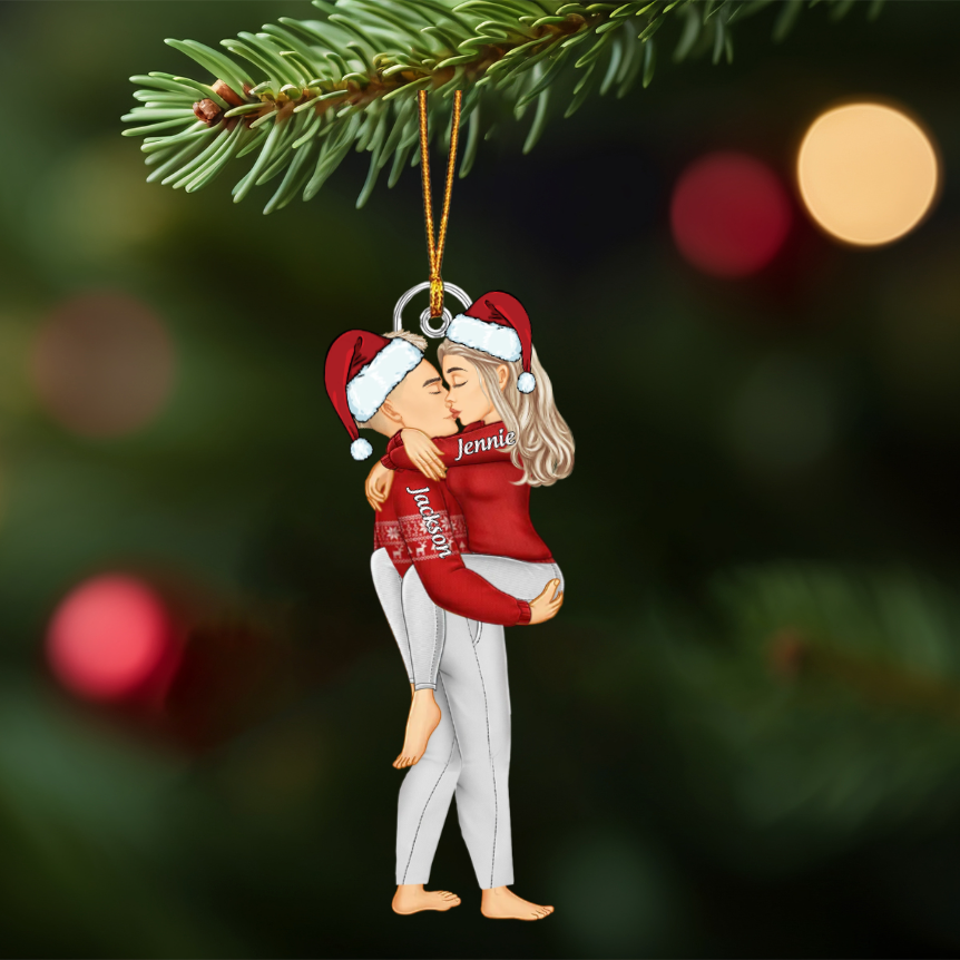Christmas Kissing Couple Personalized Ornament