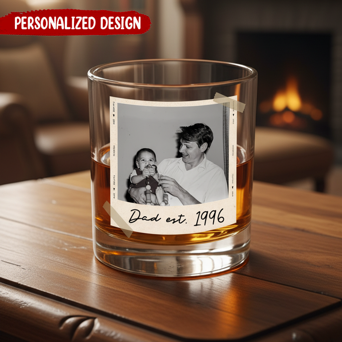 Custom Vintage Photo, Personalized Photo Whiskey Glass