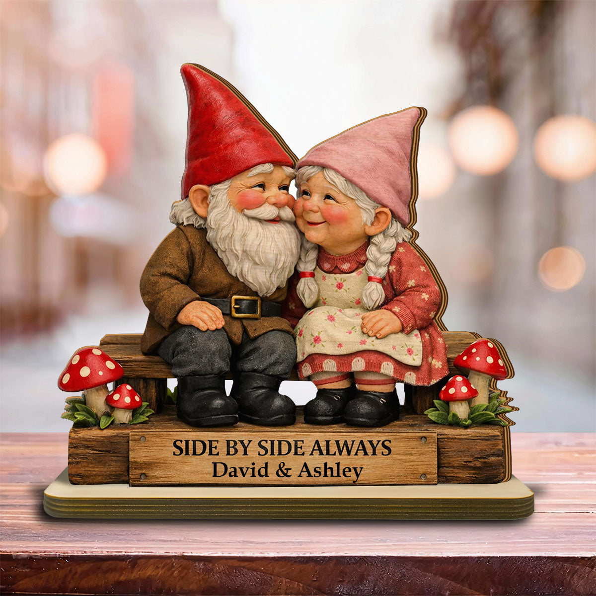 Side By Side Always-Personalized Couple Cartoon Plaque