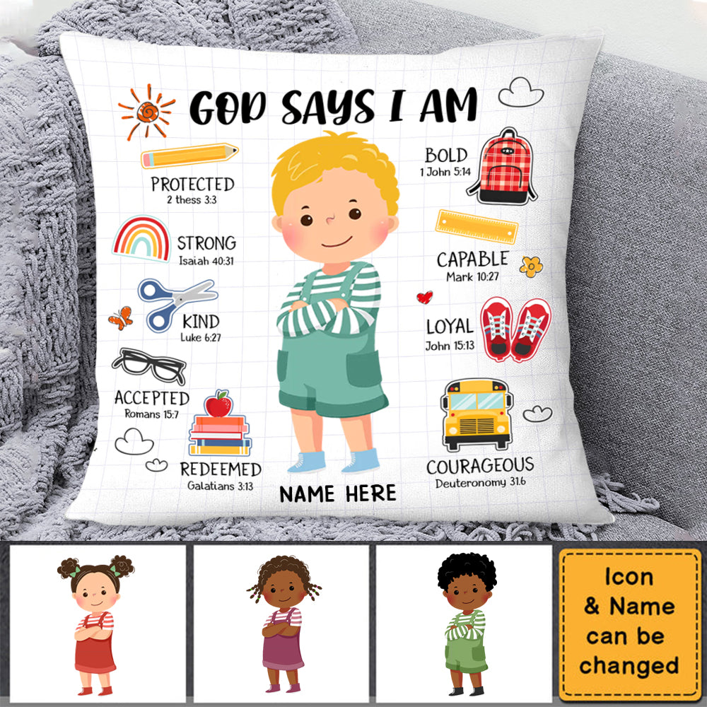 Personalized God Says I Am Back To School Pillowcase - Gift For Grandkids