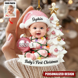 Personalized Baby's First Christmas Ornament, Custom Baby Photo Keepsake