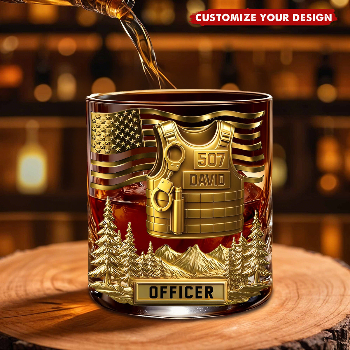 Serve And Protect - Personalized Custom Police Officer Whiskey Glass