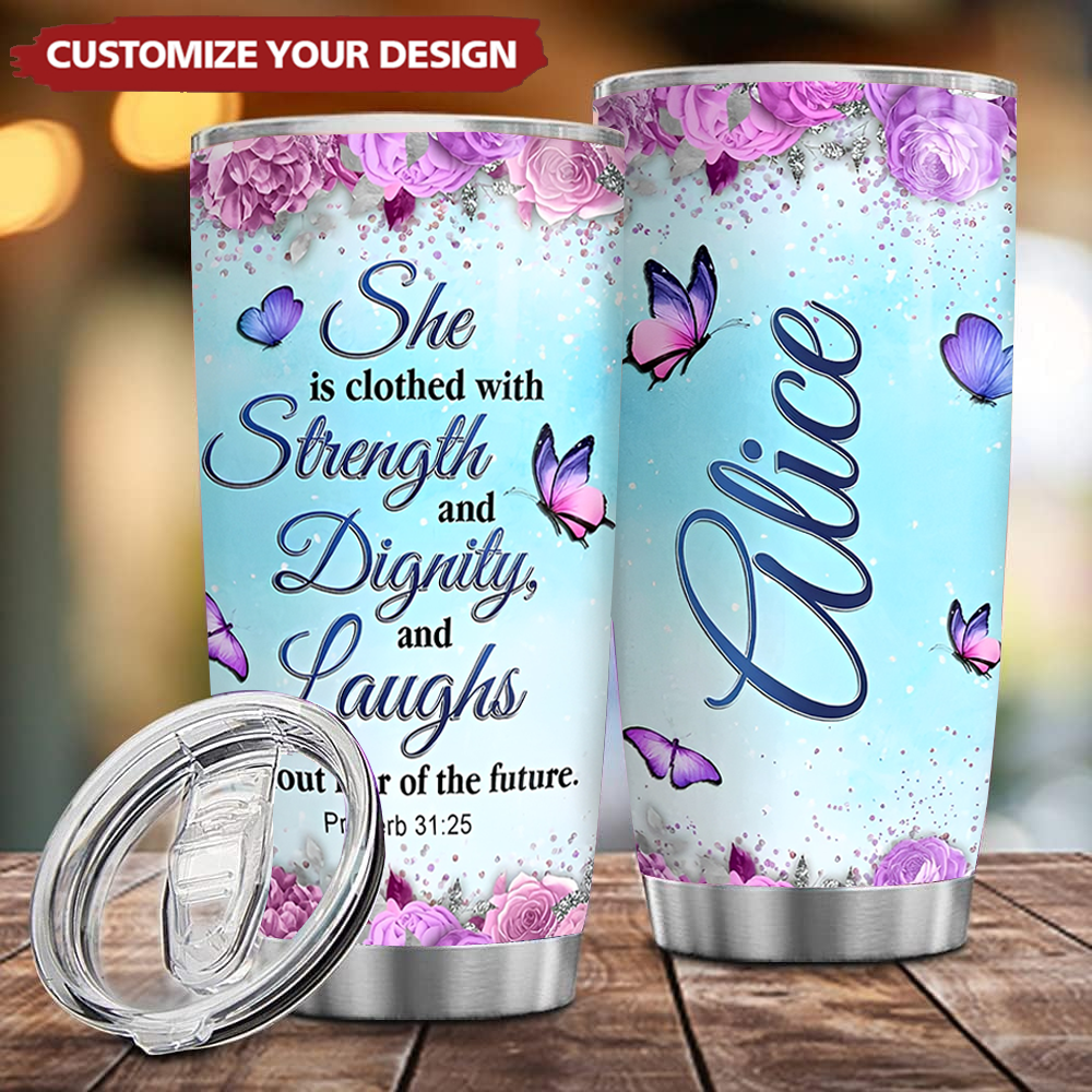 Personalized Bible Faith Tumbler Butterfly Inspiration Gift For Girl