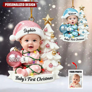 Personalized Baby's First Christmas Ornament, Custom Baby Photo Keepsake