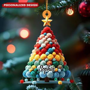 Personalized Knitting Christmas Ornament, Knitting Tree Hanging Decor