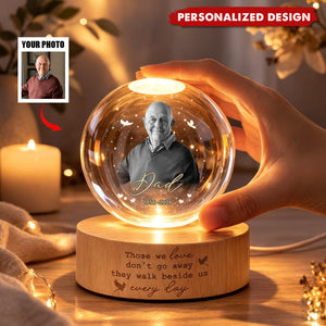 Custom Photo Memorial Crystal Ball Night Light, Loss of Dad, Mom, Family