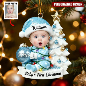 Personalized Baby's First Christmas Ornament, Custom Baby Photo Keepsake