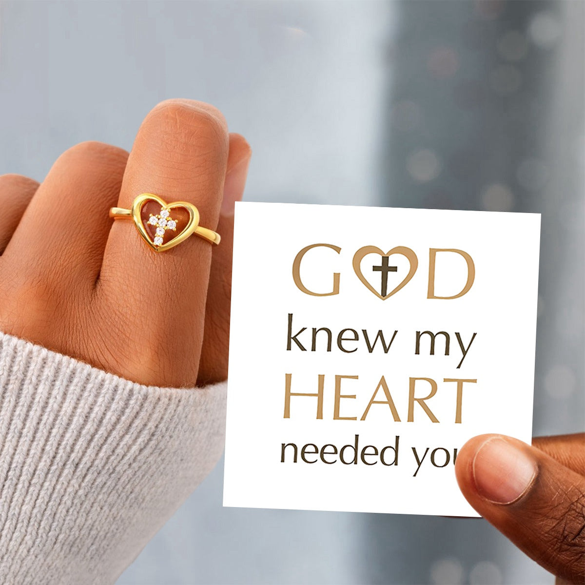 KISSFAITH-God Knew My Heart Needed You Cross Ring